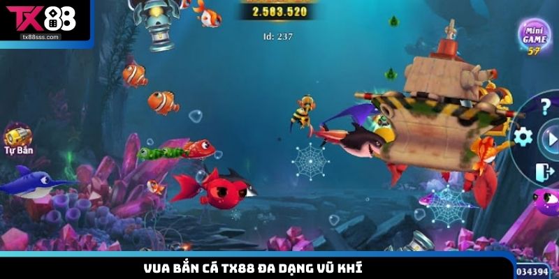 Vua bắn cá TX88 đa dạng vũ khí